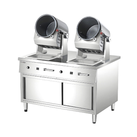 Simple vertical double-head roller Stir-frying machine