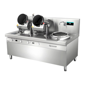 Simple vertical automatic double-head roller Stir-frying pan