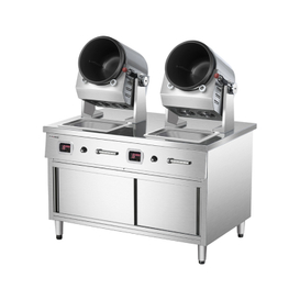 Simple vertical double-head roller Stir-frying machine
