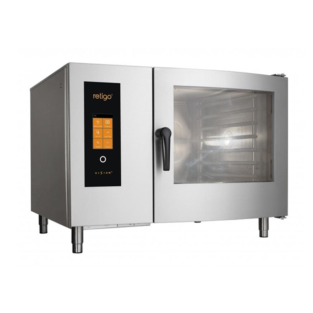 6-tray commercial catering combi oven with high temperature precision control and automatic steam.
