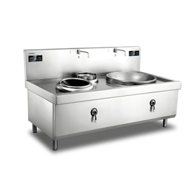 400mm+800mm Double Burner with one basin Induction Wok