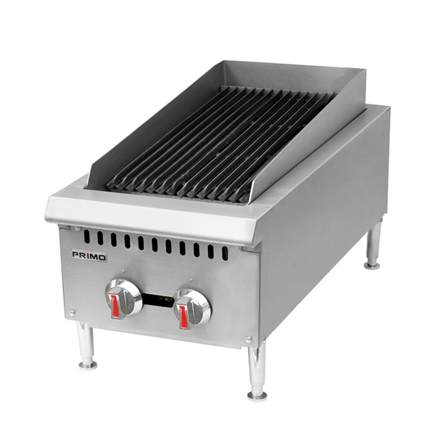 gas bbq with lava rock