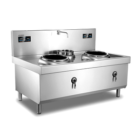400 mm Double Burner with one basin Induction Wok