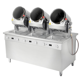 Simple vertical three-end drum stir-fry machine
