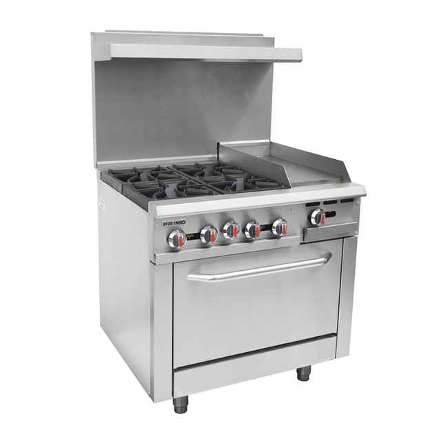 4 Gas Burners With Griddle & Gas Oven
