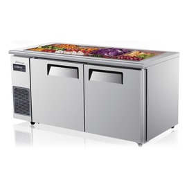 two doors commercial stainless steel kitchen prep table with Magnetic Door Gaskets