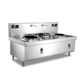 400mm Double Burner with two basin non stick Induction Wok