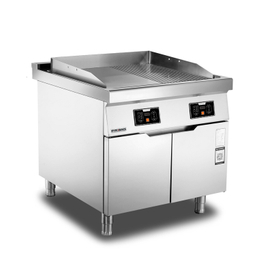 'Stainless steel induction Griddle with Cabinet Below (half Flat and half grooved)