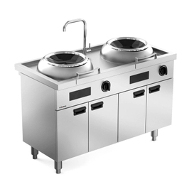 '300 mm Double Burner with one basin Induction Wok 
