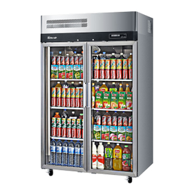 Top mounted double glass door commercial display fridge for sale