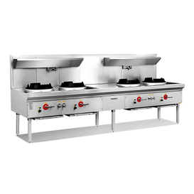 Compact Quadruple Burner chinese cooking wok range （cast iron type without blower)