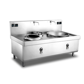 '400mm+800mm Double Burner with one basin Induction Wok
