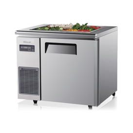 The Turbo Air K series stainless steel prep table for restaurant kitchen