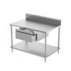 Work Table with Backsplash And Under Shelf And Drawer (4/6 Legs)