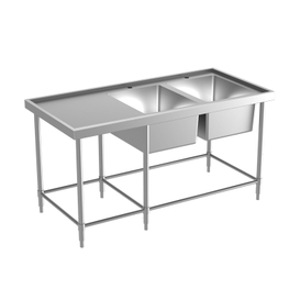stainless steel table with double sink