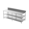 Work Table With Double Under Shelf And Back Splash ( 4/6 Legs)